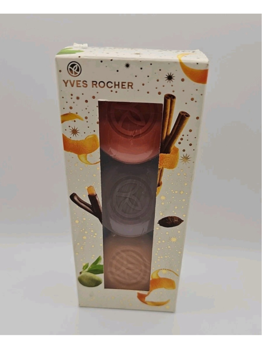 Yves Rocher Fleur De Noel 3 25g Soap Bars Christmas Xmas Orange & 3 Scents